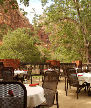 Restaurant balcony at Zion National Park